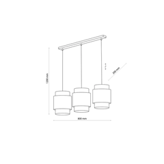 Boho 3-Light Pendant Lamp Bar-Blk