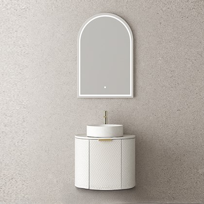 Bathroom Vanity Unit Matt White 60x41cm - White Porcelain Slab (3B)