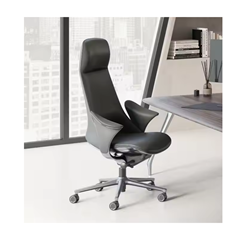 Office Chair with Bionic S-Shape and Cowhide Upholstery