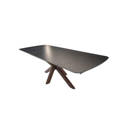 Extension Table W180/220/260 x D90 x H76 cm–Matt Black/Dark Brown Walnut