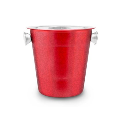 Ice Bucket Inox Red 21cm with Texture