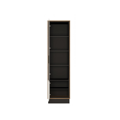 1D Display Cabinet, Left Sites – Cat Oak & Black Panel & White
