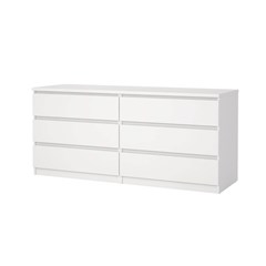 White Naia Double Dresser 6 Drawers