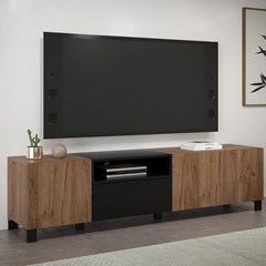 Tv Cabinet Brown Oak Matt Black Finish