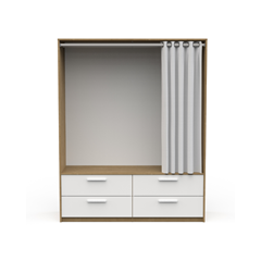 Dressing Wardrobe with 4 Drawers & Hanging Space – Hamilton Oak & Matte White