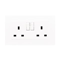 2 Gang 13AMP Socket White Temp Glass
