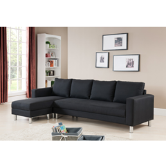 Corner Sofa 3-Seater Black