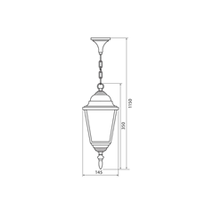 Riga IP44 Suspended Lantern – Antique Brass