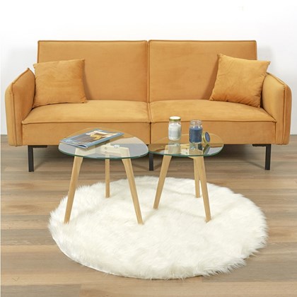 Nesting Table Of 2 Glass Top Rubber Legs