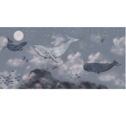 Mural Wallpaper Whales in the sky