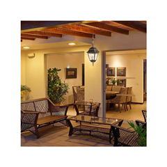 Riga IP44 Suspended Lantern – Antique Brass