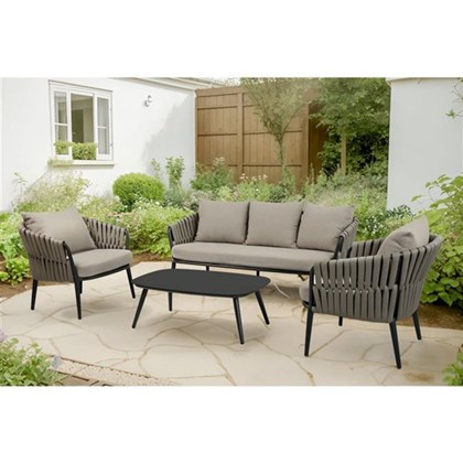 4-Seater Outdoor Sofa Set – Dark Grey & Taupe