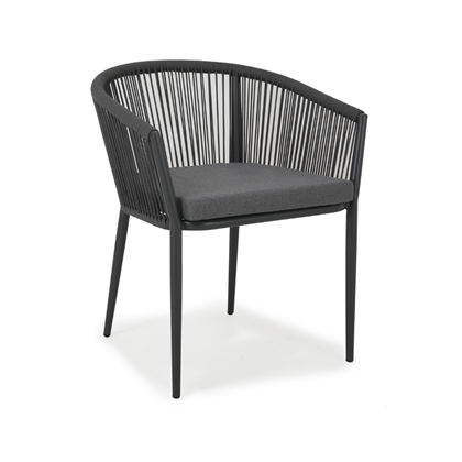 Outdoor Armchair Aluminium and Rope Dark Grey