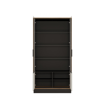 2D Display Cabinet – Cat Oak, Black Panel & White
