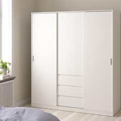 Wardrobe with 2 Sliding Doors, 1 Door & 3 Drawers – White