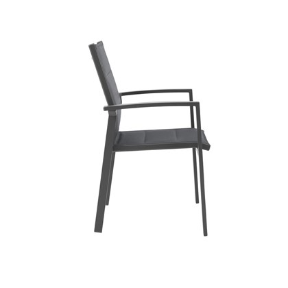 Alum Padded Sling Chair with Armrest Black