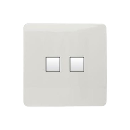 2 Gang PC Ethernet Socket CAT 5E - White