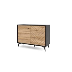 Sideboard 2 Doors 3 Drawers – Oak & Black
