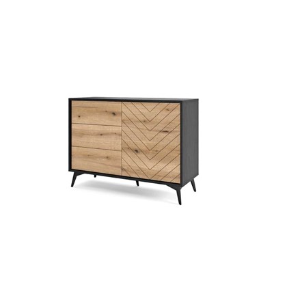 Sideboard 2 Doors 3 Drawers – Oak & Black