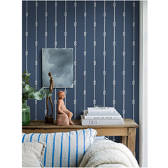 Wallpaper Knot Stripe Navy Blue