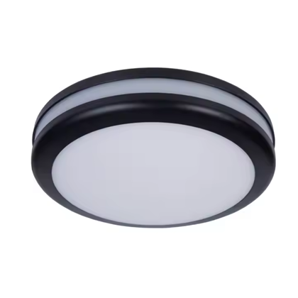 Plastic Ceiling Light IP54 Black E27 x 2