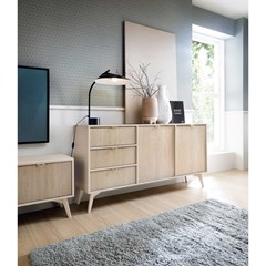 Sideboard 3 Drawers 2 Doors - Chevron Scandi & Beige