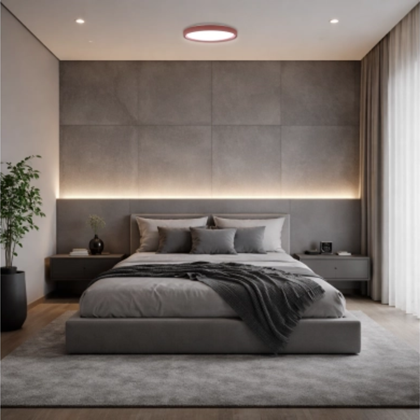 LED Ceiling Light – White & Red Velvet