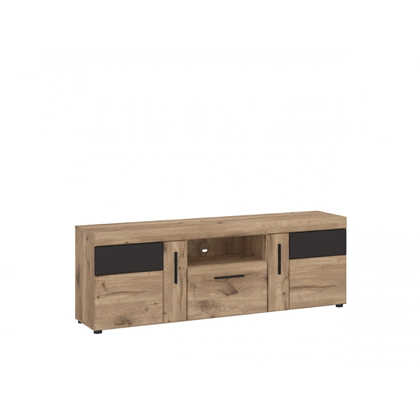 TV Unit 2 Doors 1 Shelf – Viking Oak & Grey Cosmos