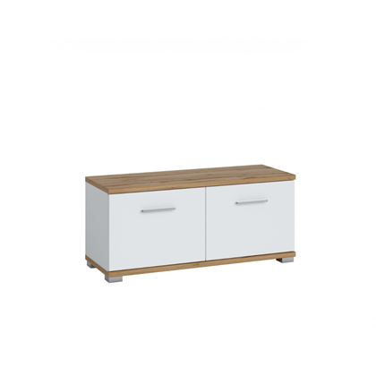 Bench/Shoe Cabinet 2 Doors – Alpine White & Oak Wotan