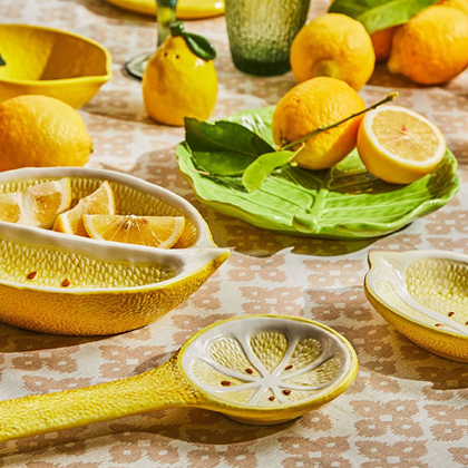 Spoon Rest Cm 26x11x3 Lemon Garden Stoneware Yellow