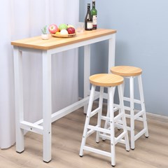 Bar Table Set with 3Chairs - Oak & White