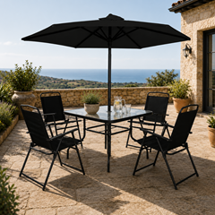 Garden Set with Umbrella - Black