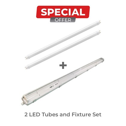 LED Industrial Tube Set 1500mm  24W 4000K IP65 x 2