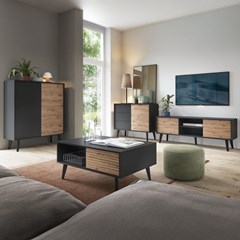TV Cabinet 2 Doors – Black & Oak