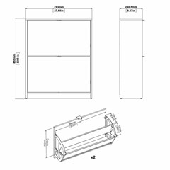 Shoes Cabinet 2 Tilting Doors Matt Black