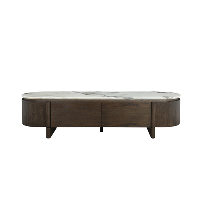 TV Stand – Ceramic Marble Effect & White Oak Veneer
