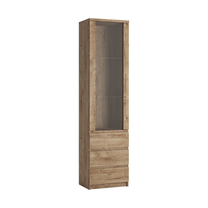 Glassdoor Cabin 1Door 3 Shelves – Golden Ribbeck Oak