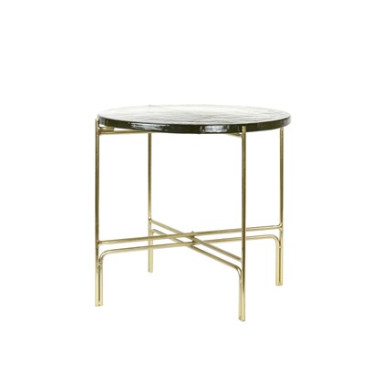 Clear Glass Brass Side Table