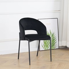 Dining Chair Velvet Black with Black Legs