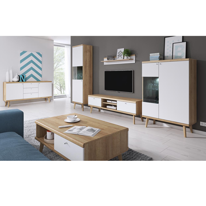 TV Unit 160 – Riviera Oak & White