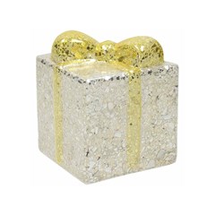 Gift Box LED 10x10 H12 Cm Glass Gold