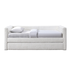Bed with Pull-Out Lower Mattress – Cream