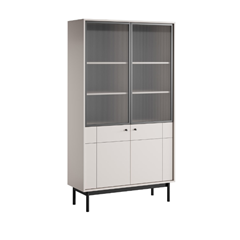 Bookshelf 2 Door with Front Glass – Cashmere