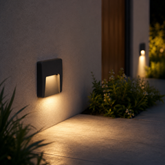 Black Plastic Wall Light - Down - 3W