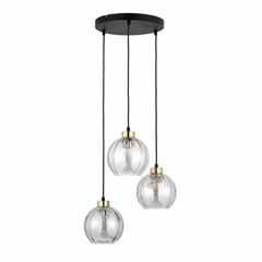 Transparent Round Pendant Lamp – Black & Gold
