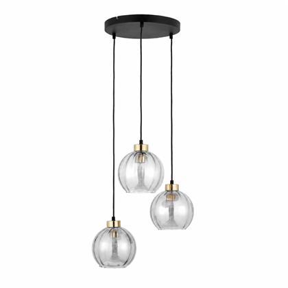 Transparent Round Pendant Lamp – Black & Gold