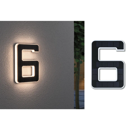 LED House number luminaire incl. changeable battery Number 6