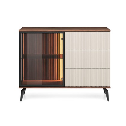 Showcase Sideboard with Drawers – Cashmere & Walnut