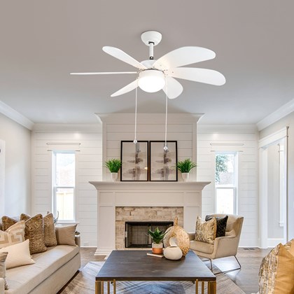 Milan Matte White Ceiling Fan with Light