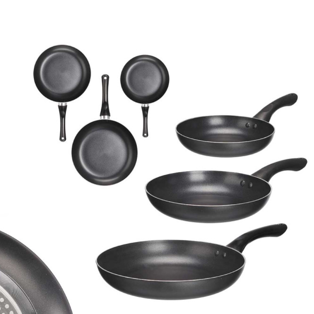 Set of 3 Frypans – Aluminium Black